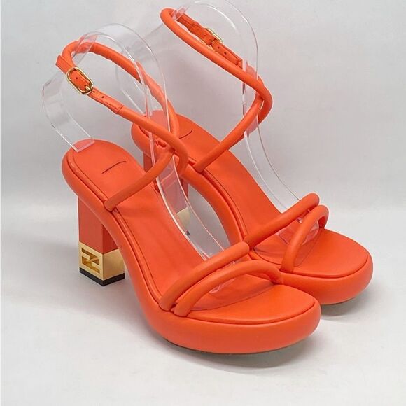 Fendi Baguette Ff Leather Strappy Sandal In Orange size 36.5 - Picture 2 of 14